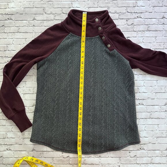 Maurices Womens Button-Detail Mock Neck Sweater Medium Gray & Burgundy Long Slee - Picture 11 of 16